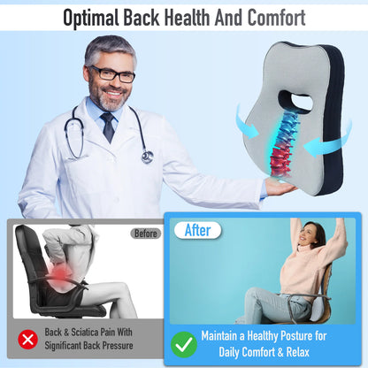 Cojín de Soporte Lumbar Ergonómico con Correas Ajustables | Almohada de Espalda para Coche y Oficina