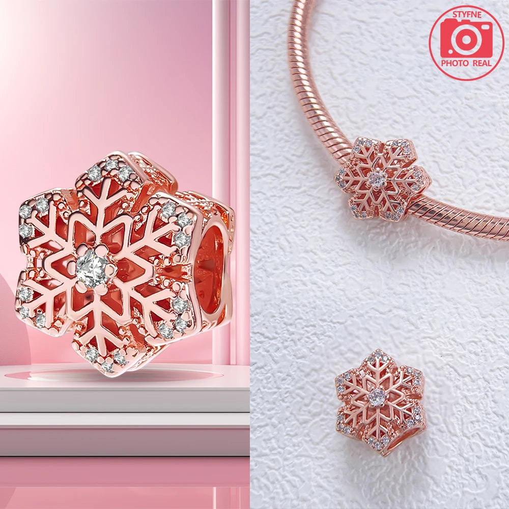Charm Colgante Pareja Plata 925 y Oro Rosa | Compatible Pandora Original | Pulsera o Collar Mujer