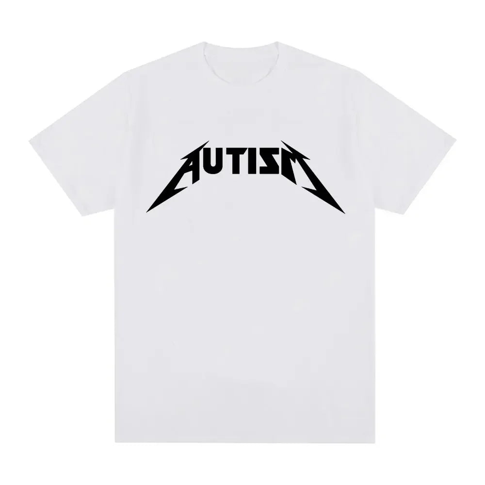 Camiseta Autism Metal Rock Meme | Hombre y Mujer | Hip Hop Oversized Manga Corta Verano