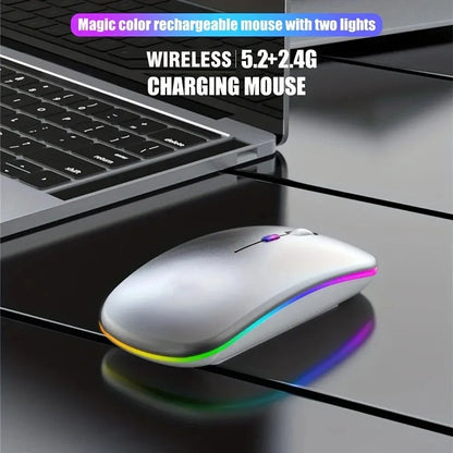 Mouse Inalámbrico RGB Recargable Bluetooth 3600DPI | Ergonómico Gaming con Retroiluminación LED