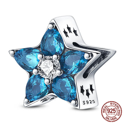 Charm luna y estrellas luminoso plata 925 – Abalorio brillante para pulsera tipo Pandora mujer