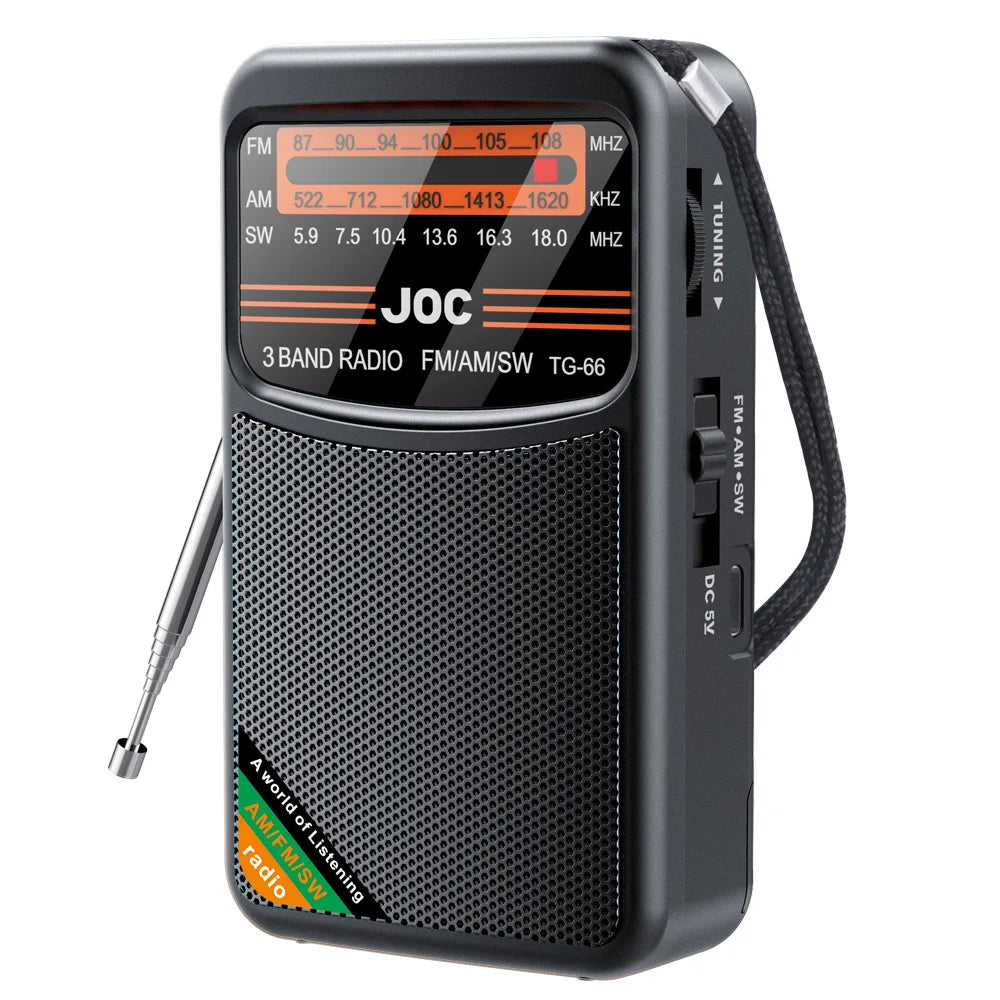 Pocket Mini Radio AM/FM/SW Recargable – Radio Portátil con Batería Externa y Entrada Auriculares