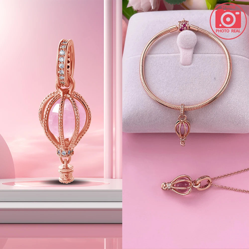 Charm Colgante Pareja Plata 925 y Oro Rosa | Compatible Pandora Original | Pulsera o Collar Mujer