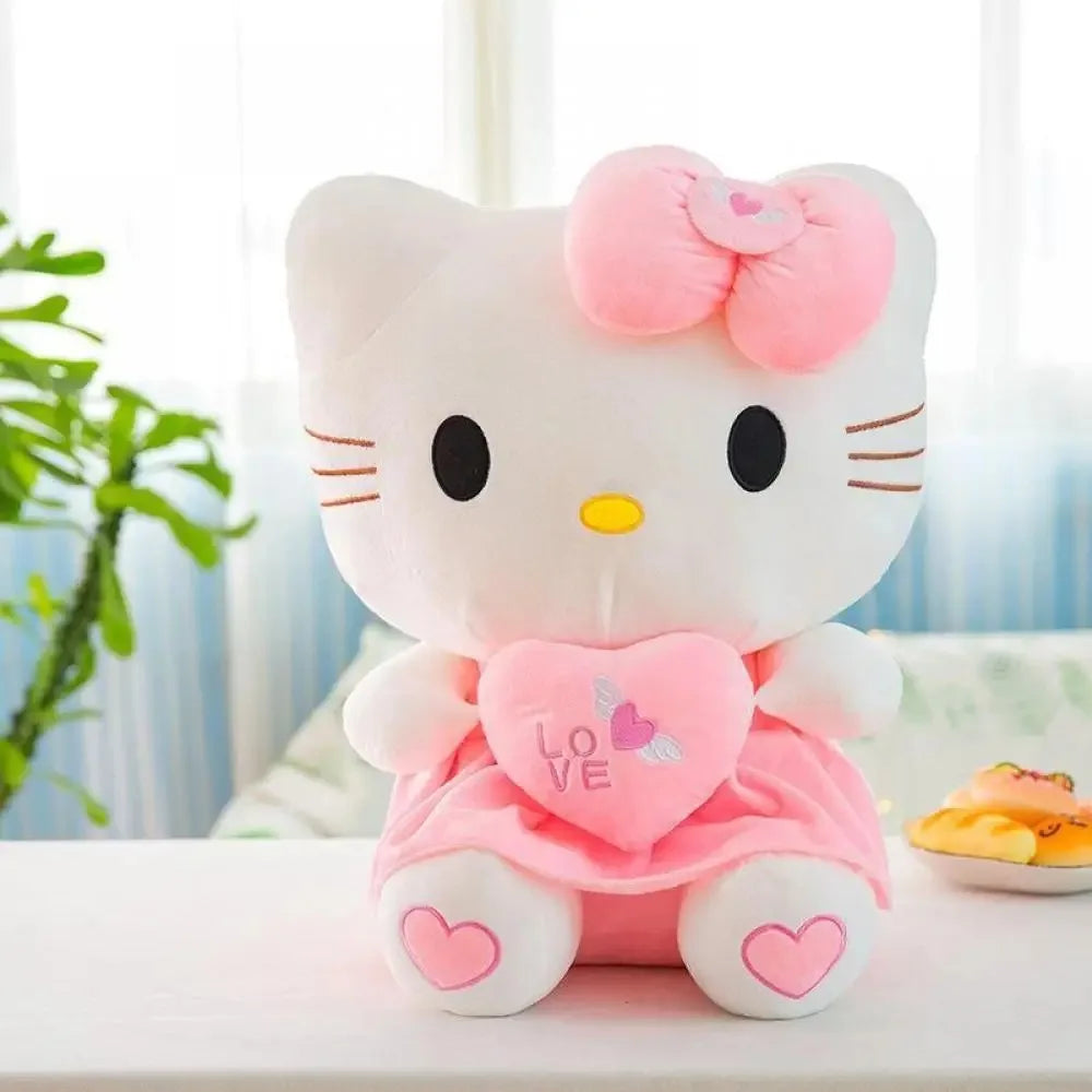 55cm Sanrio Hello Kitty – Peluche Grande de Gato KT, Muñeco de Peluche Suave, Almohada de Anime para Niños y Niñas, Regalo de Cumpleaños
