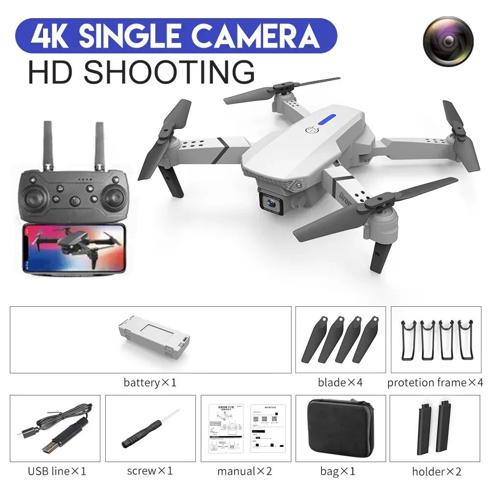 2025 New E88 Pro WIFI FPV Drone Wide Angle HD 4K/1080P Camera  Height Hold Foldable Quadcopter RC Helicopter Toy Gift