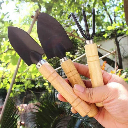 Set de 3 Herramientas de Jardinería Mini | Palita, Rastrillo y Pala para Macetas, Cactus y Plantas de Interior