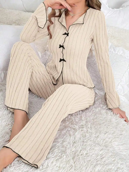 Pijama Mujer Otoño Invierno 2 Piezas | Conjunto Casual Cálido de Casa