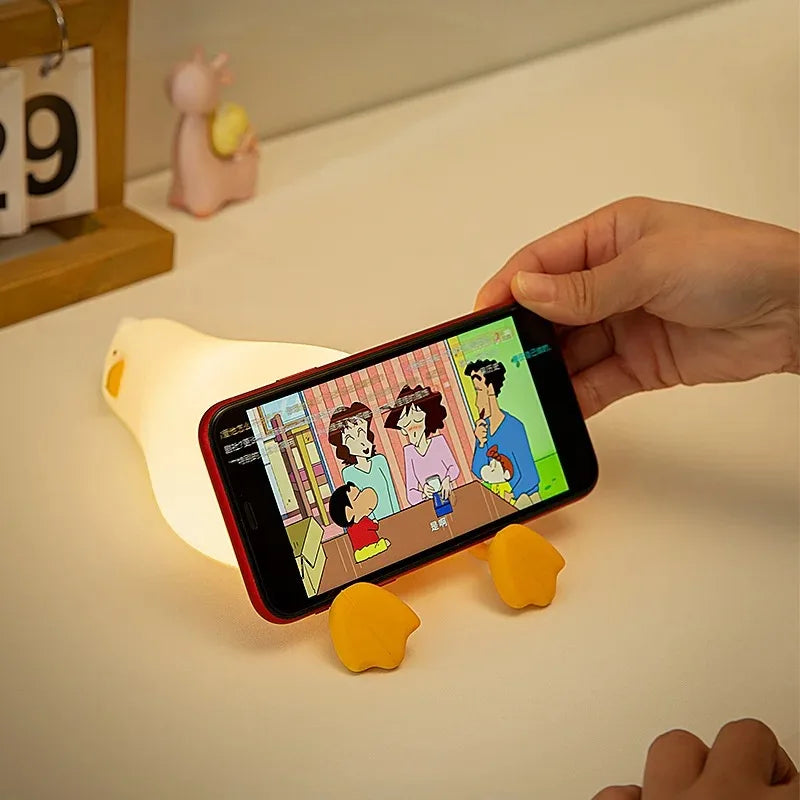 Luz Nocturna LED Infantil en Forma de Animal – Panda o Pato, Recargable por USB, Silicona Suave, Temporizador y Protección Ocular