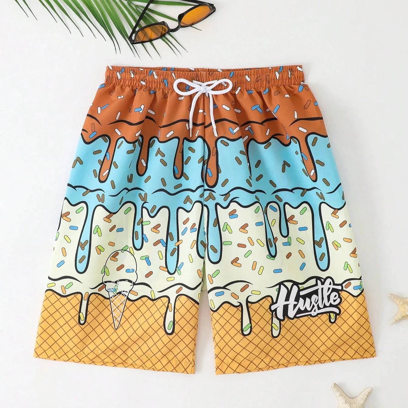 Bañador Hombre Helado 3D | Shorts Playa Y2K Secado Rápido Tallas Grandes – Bermuda Verano