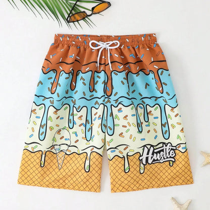 Bañador Hombre Helado 3D | Shorts Playa Y2K Secado Rápido Tallas Grandes – Bermuda Verano