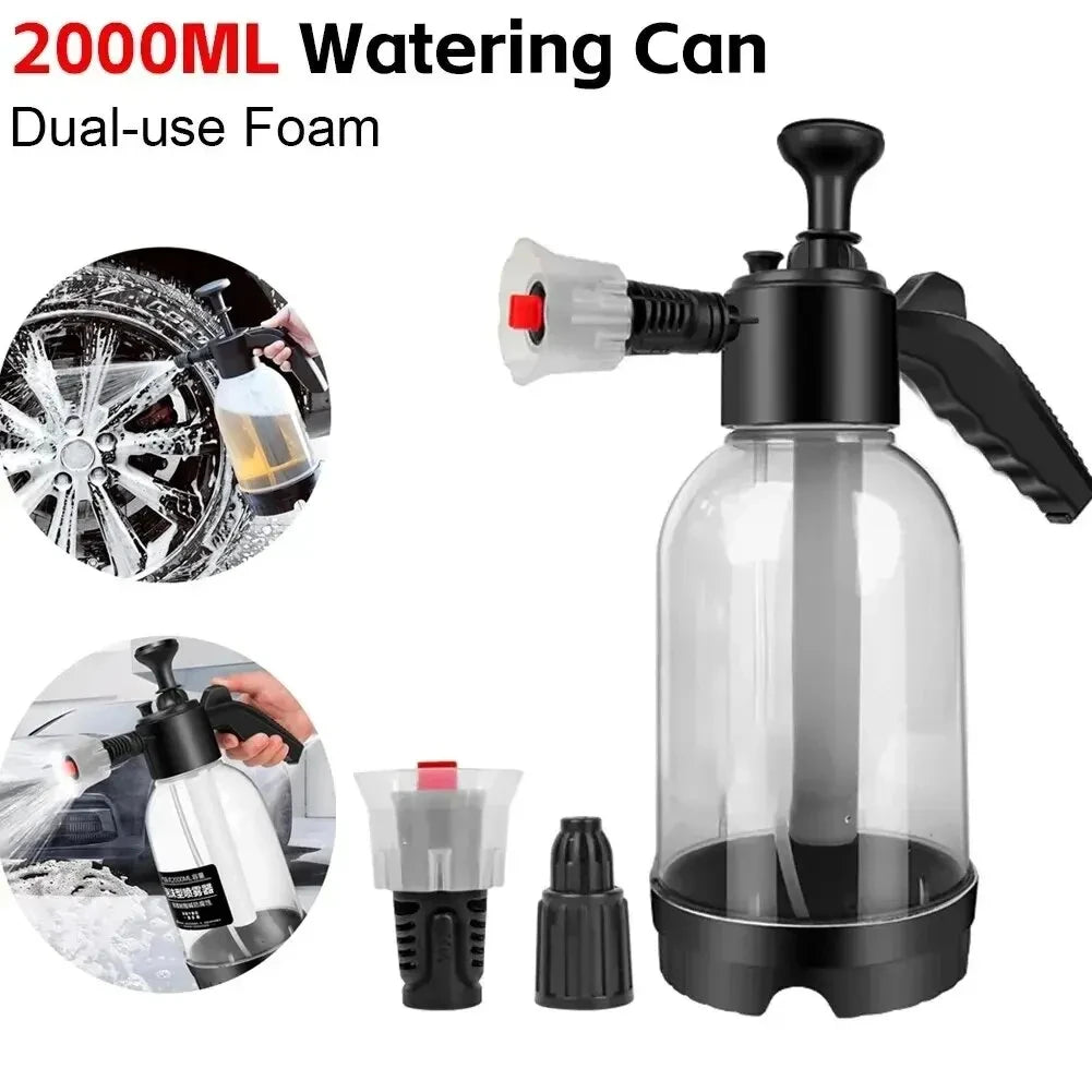 Pulverizador de Espuma Transparente 2L | Manual a Presión para Lavado de Autos y Limpieza