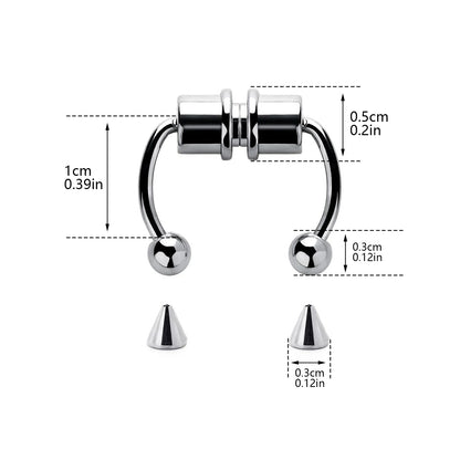 2Pcs or 5Pcs Magnet Nose Ring Stainless Steel Horseshoe Ring Nose Clip Non-pierced Nose Hoop Magnetic Nose Nail piercing nariz