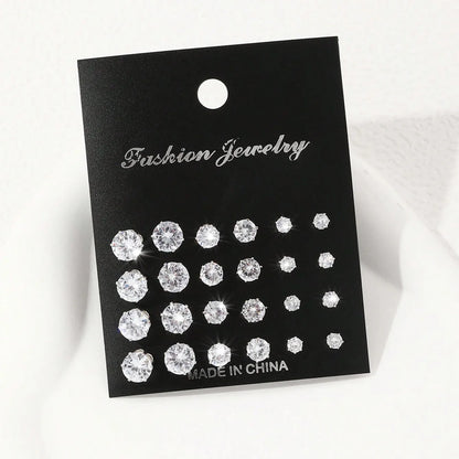 Set de 12 Pares de Aretes de Circonia – Pendientes Brillantes y Elegantes para Mujer, Regalo Ideal