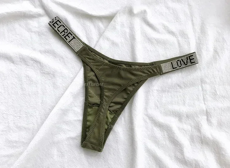 Tanga Mujer 2025 | Lencería Sexy con Rhinestones y Push-Up