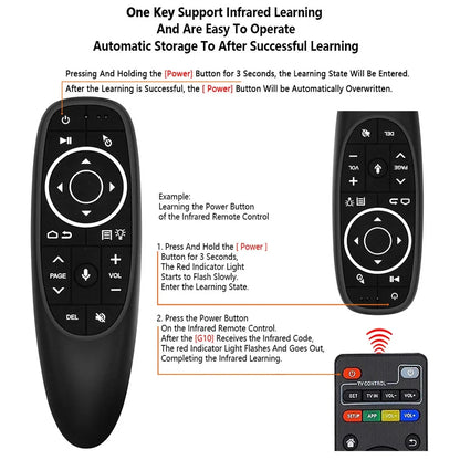 Control remoto G10S Universal – Inalámbrico 2.4G con voz, giroscopio, retroiluminado y función IR para Android TV y PC