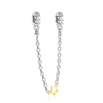 Cadena de seguridad plata 925 con charms mariposa, margarita, gato, oso y castillo – Compatible con pulsera Pandora mujer