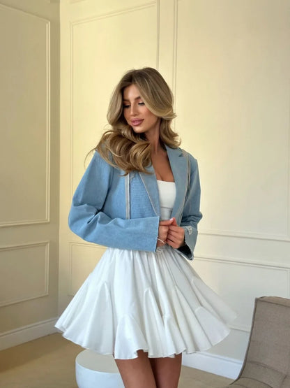 Falda Mini Blanca Mujer 2025 | Falda Vintage de Tenis con Volantes y Cintura Alta