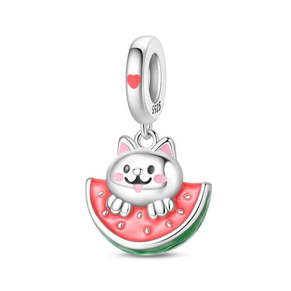 Charms de Plata 925 Frutas (Fresa, Cereza, Manzana y Aguacate) – Abalorios Coloridos para Pulseras Originales
