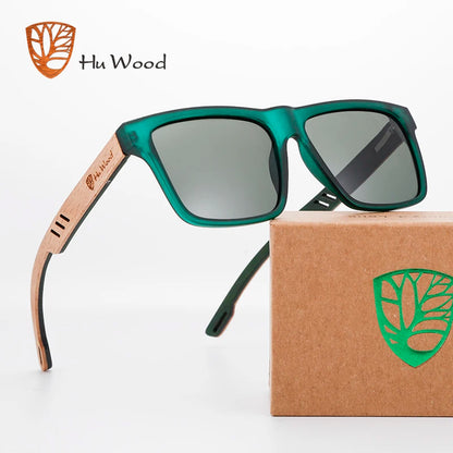 HU WOOD Gafas de Sol Cuadradas Polarizadas para Hombre | UV400 Alta Calidad Conducción y Deporte