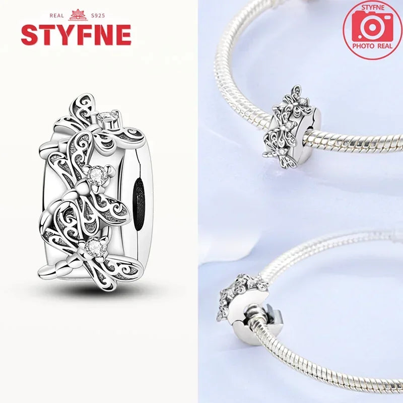 Charm Mariposa Colorida en Plata 925 con Circonitas – Beads Brillantes Compatibles Pandora Mujer Joyería DIY