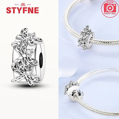 Charm Mariposa Colorida en Plata 925 con Circonitas – Beads Brillantes Compatibles Pandora Mujer Joyería DIY