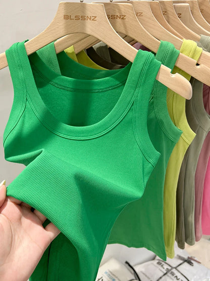 Top Básico de Tirantes para Mujer Verano 2025 | Camiseta de Punto Elástica sin Mangas con Cuello Redondo