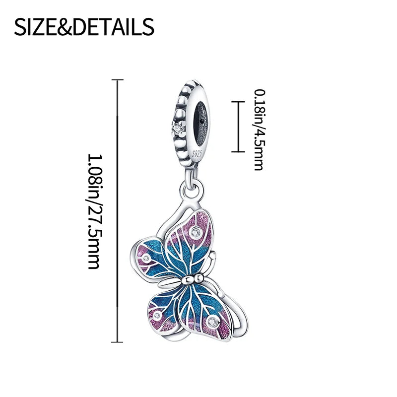 Charm Mariposa Plata 925 | Serie Compatibles Pandora Pulseras 3mm