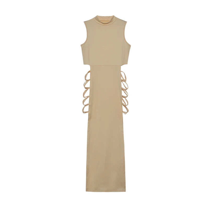 Vestido Bodycon Mujer | Vestido Sexy Sin Mangas con Cut Out y Cuello Alto