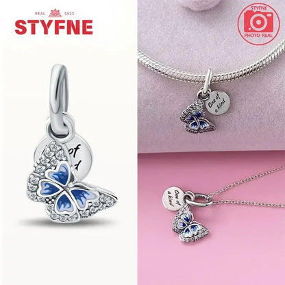 Charm Plata S925 Mariposa Libélula Flores con Gemas | Compatible Pulsera Pandora