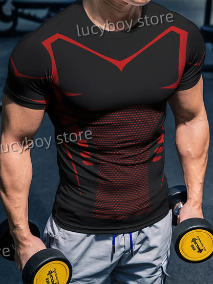 Camiseta de Entrenamiento para Hombre – T-shirt Color Block, Gym, Running y Fitness, Manga Corta y Secado Rápido
