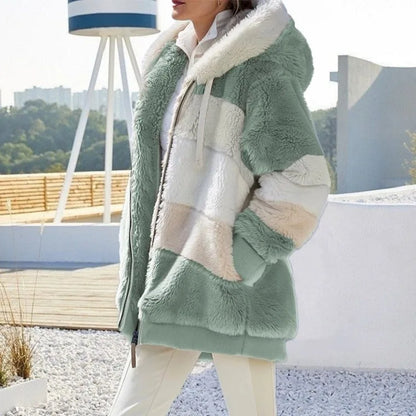 Chaqueta Oversize Mujer con Capucha y Bolsillos | Abrigo Streetwear Felpa Cálida Otoño Invierno