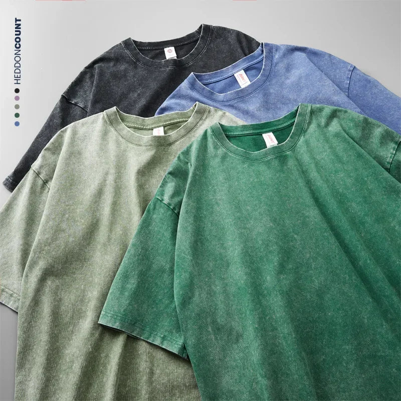 Camiseta Hombre 2025 | Oversize Vintage Y2K Acid Wash Estilo Streetwear