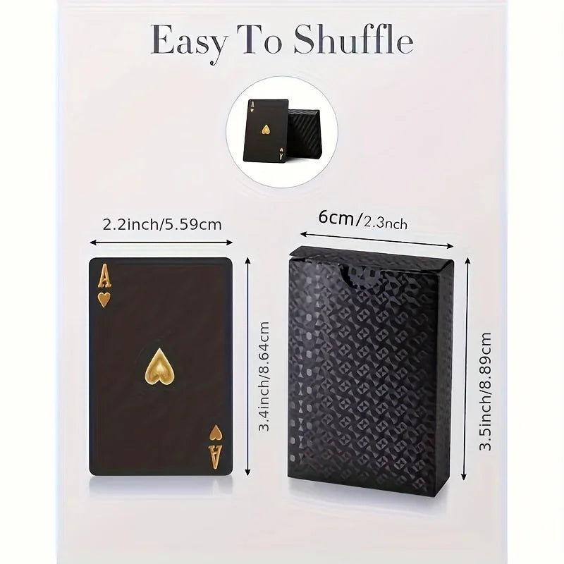 Baraja de Cartas Impermeables Negro y Dorado – Naipes de Lujo para Juegos y Regalos