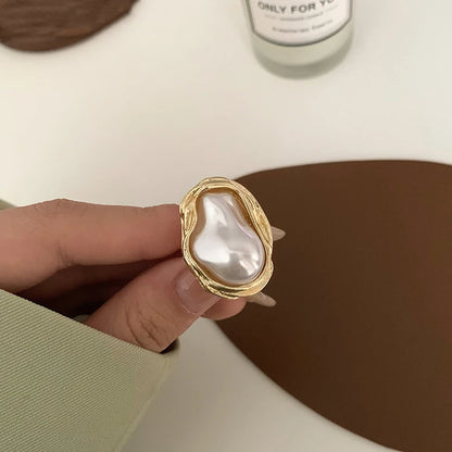 Anillo Estrella de Mar con Perla – Ajustable, Dorado, Joyería de Moda Coreana 2025
