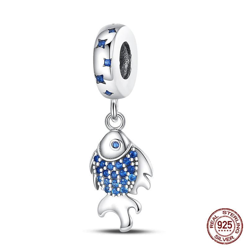 Charm Serie Océano en Plata 925 – Abalorios Tortuga, Cangrejo y Sirena para Pulsera Original Mujer