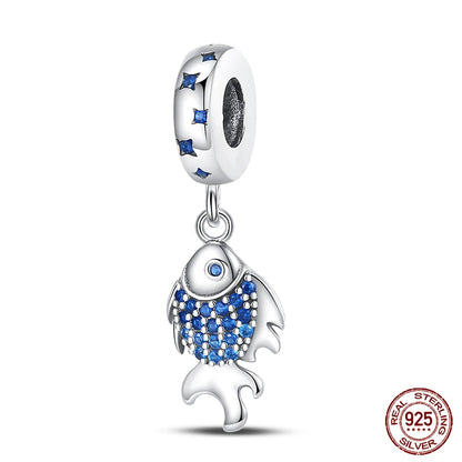 Charm Serie Océano en Plata 925 – Abalorios Tortuga, Cangrejo y Sirena para Pulsera Original Mujer