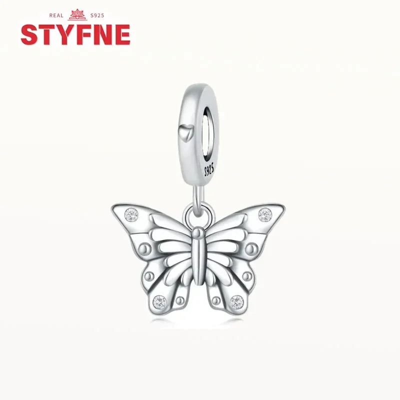 Charm Mariposa Colorida en Plata 925 con Circonitas – Beads Brillantes Compatibles Pandora Mujer Joyería DIY