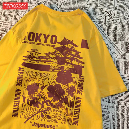 Camiseta Oversize Algodón | Estampado Japonés Sakura Tokyo Streetwear Verano