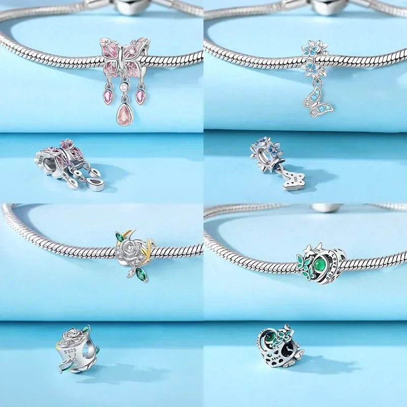 Charm Mariposa Colorida en Plata 925 con Circonitas – Beads Brillantes Compatibles Pandora Mujer Joyería DIY