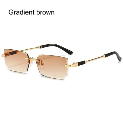Gafas de Sol Rectangulares Sin Marco Unisex | Retro Moda Verano UV400 Mujer Hombre