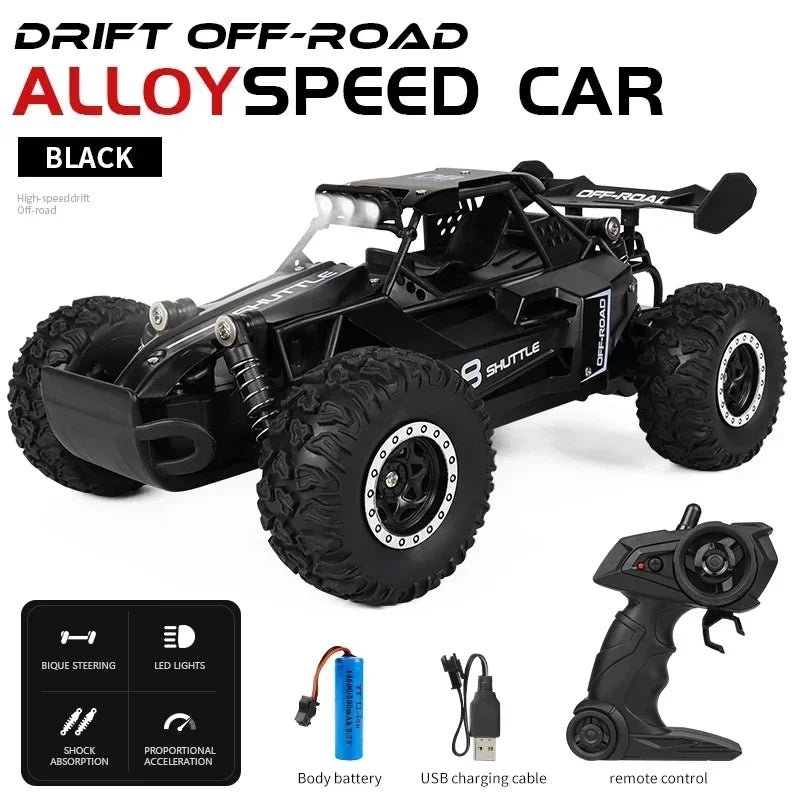 Coche RC 2.4GHz con Luces LED | Auto de Control Remoto 2WD Alta Velocidad Todoterreno para Niños