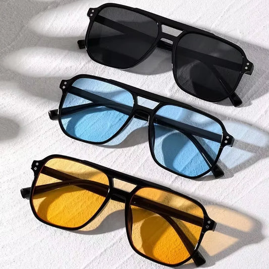 Gafas de Sol Vintage Unisex | Estilo Cuadrado, Lente Negra, Protección UV400