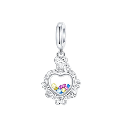 Charm Plata 925 Colgante Colorido Sol Luna Estrellas | Dije Compatible Pandora Pulsera y Collar Mujer