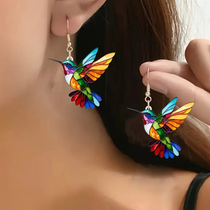 Aretes de Colibrí Coloridos – Pendientes Colgantes de Moda para Mujer, Joyería Animal Original y Divertida