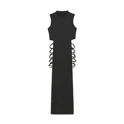 Vestido Bodycon Mujer | Vestido Sexy Sin Mangas con Cut Out y Cuello Alto