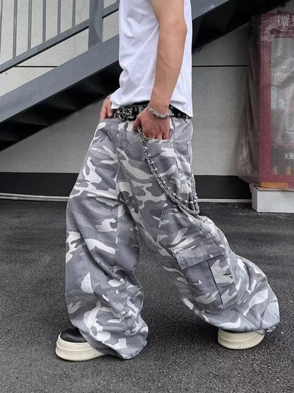 Pantalones Cargo Camuflados Y2K Hombre | Jeans Baggy Oversize Pierna Ancha Streetwear 2025