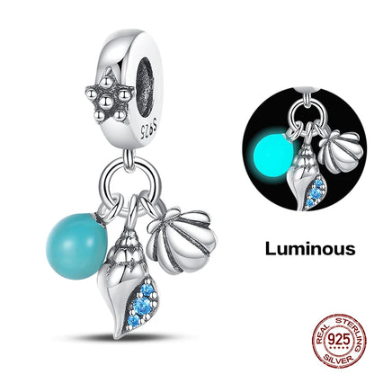 Charm Serie Océano en Plata 925 – Abalorios Tortuga, Cangrejo y Sirena para Pulsera Original Mujer