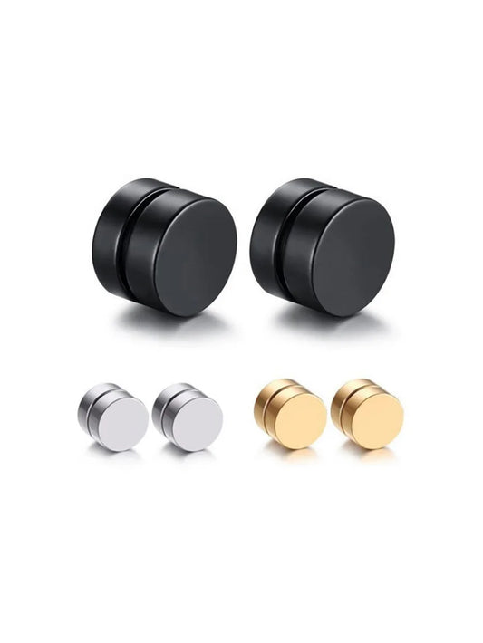 Aretes Magnéticos de Acero Inoxidable para Hombre – Estilo Hip Hop, Falsos y Personalizados