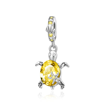 Charm Tortuga Marina con Circón Azul 925 Plata | Compatible Pandora Pulsera Mujer DIY