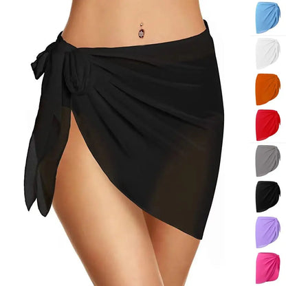 Falda Playera Mujer 2025 | Sarong Corto Chiffon Cubrebikini Verano